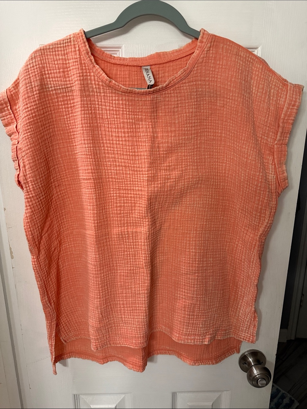 Relaxed Coral Gauze Tunic Top - Women